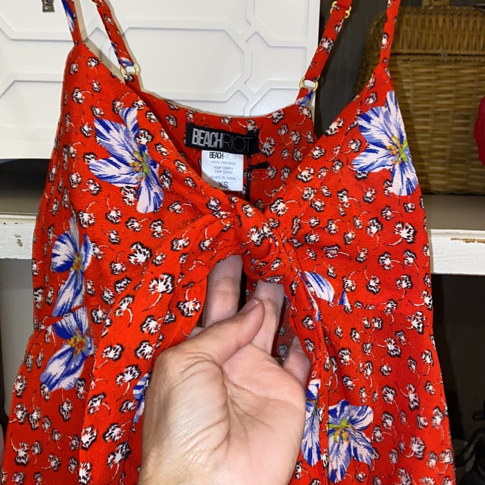 Beach Riot tie front top red floral S Small - Picture 4 of 6